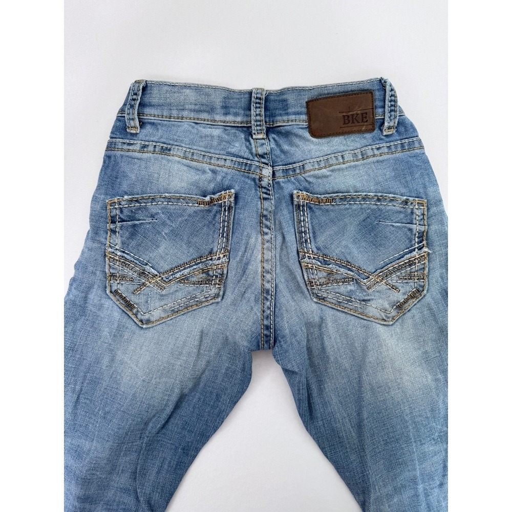 BKE Alec Straight Leg Jeans Mens 26S Light Wash Distressed Blue Denim